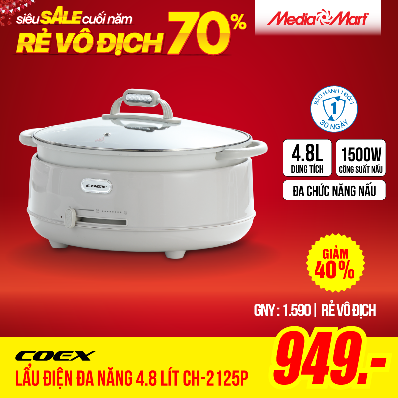 Lẩu điện đa năng 4.8 lít Coex CH-2125P