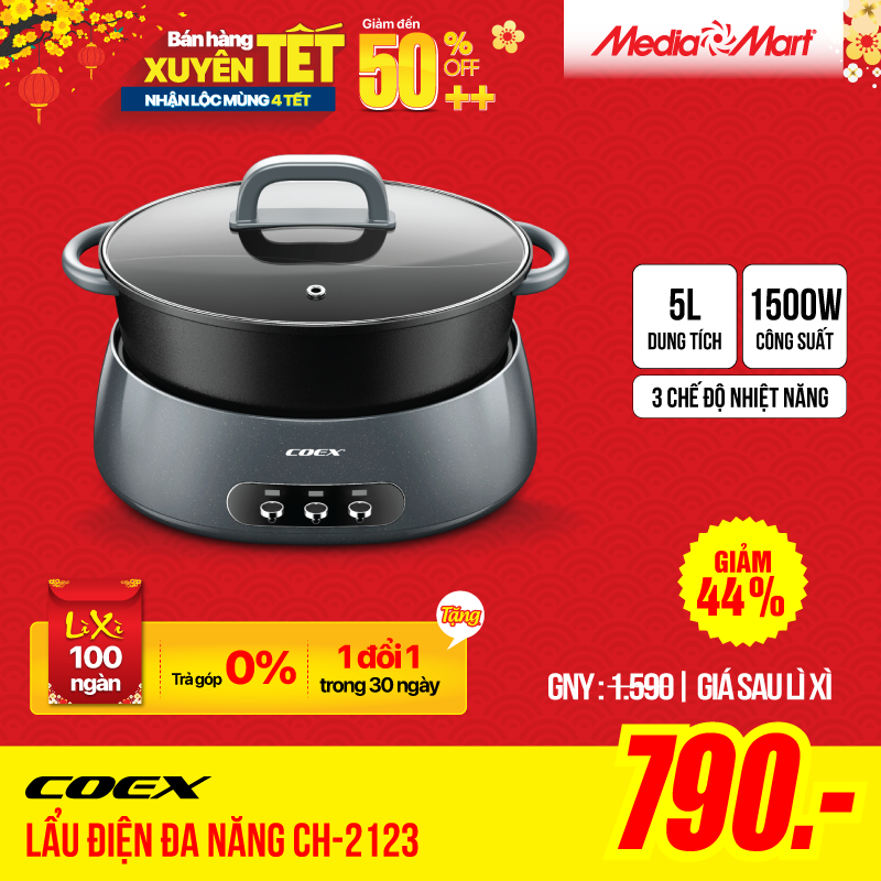 Lẩu điện đa năng 5 lít Coex CH-2123