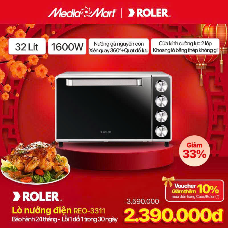 Lò nướng điện Roler Reo-3311 (32L)