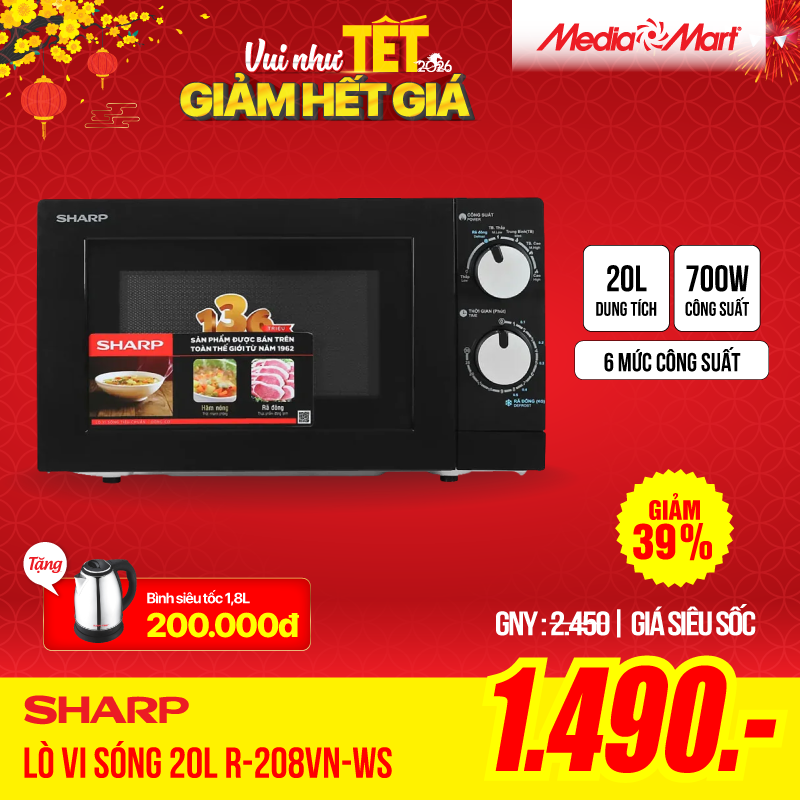 Lò vi sóng 20L Sharp R-208VN-WS