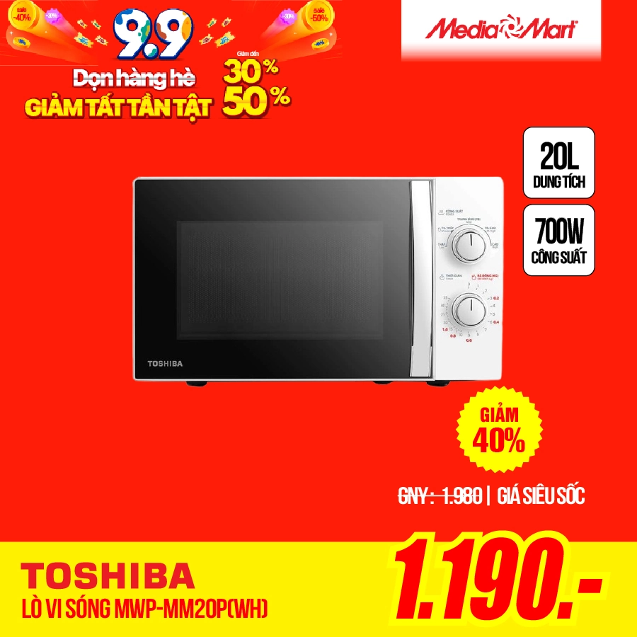 Lò vi sóng cơ 20L Toshiba MWP-MM20P(WH)