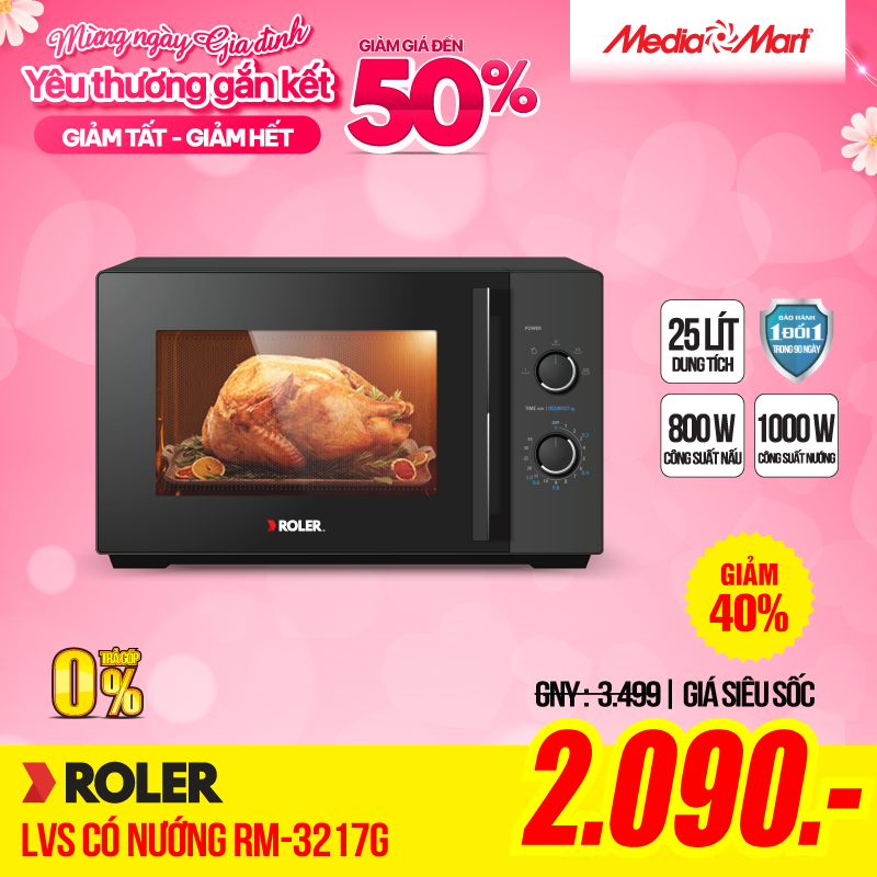 Lò vi sóng cơ có nướng 25 lít Roler RM-3217G