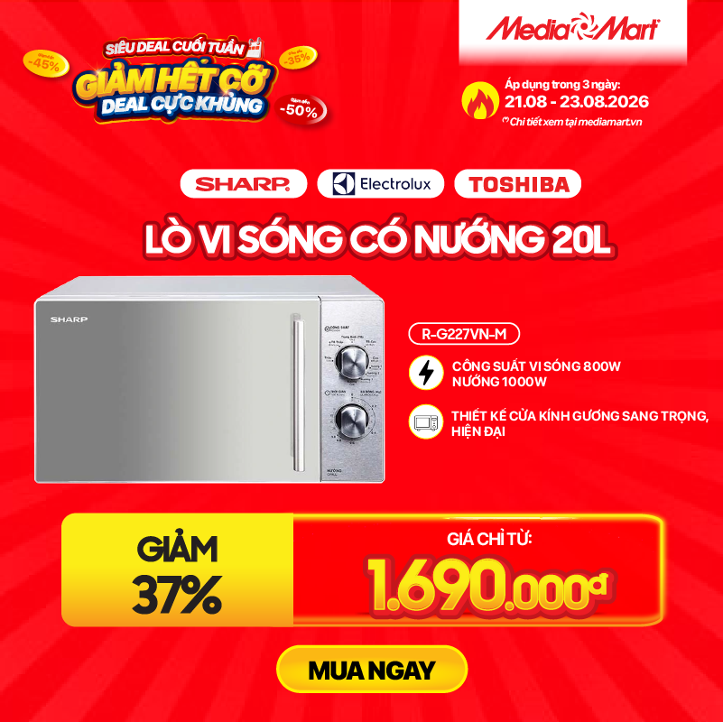 Lò vi sóng có nướng 20L Sharp R-G227VN-M