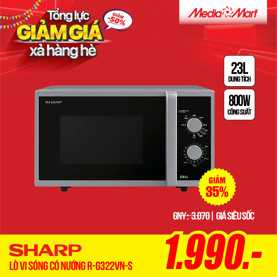 Lò vi sóng có nướng 23L Sharp R-G322VN-S