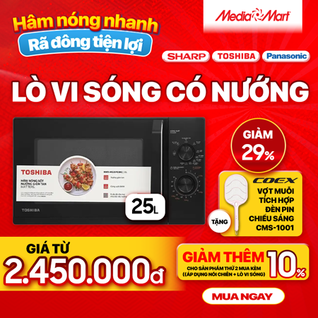 Lò vi sóng có nướng 25L Toshiba MW3-MG25PE(BK)