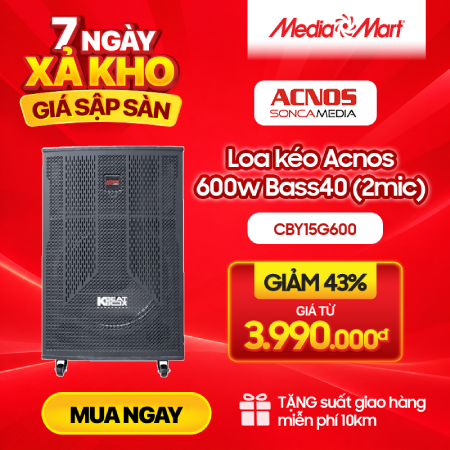 Loa kéo Acnos CBY15G600 600w Bass40 (2mic)