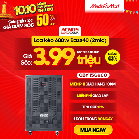 Loa kéo Acnos CBY15G600 600w Bass40 (2mic)