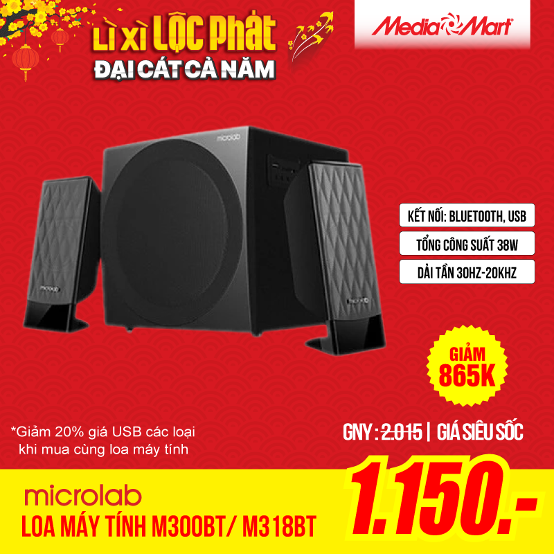 Loa máy tính Microlab M300BT/ M318BT (USB, thẻ nhớ, FM, Bluetooth)