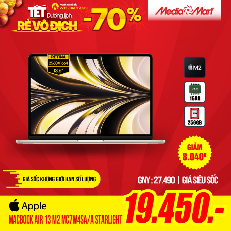 MacBook Air 13 M2 MC7W4SA/A Starlight