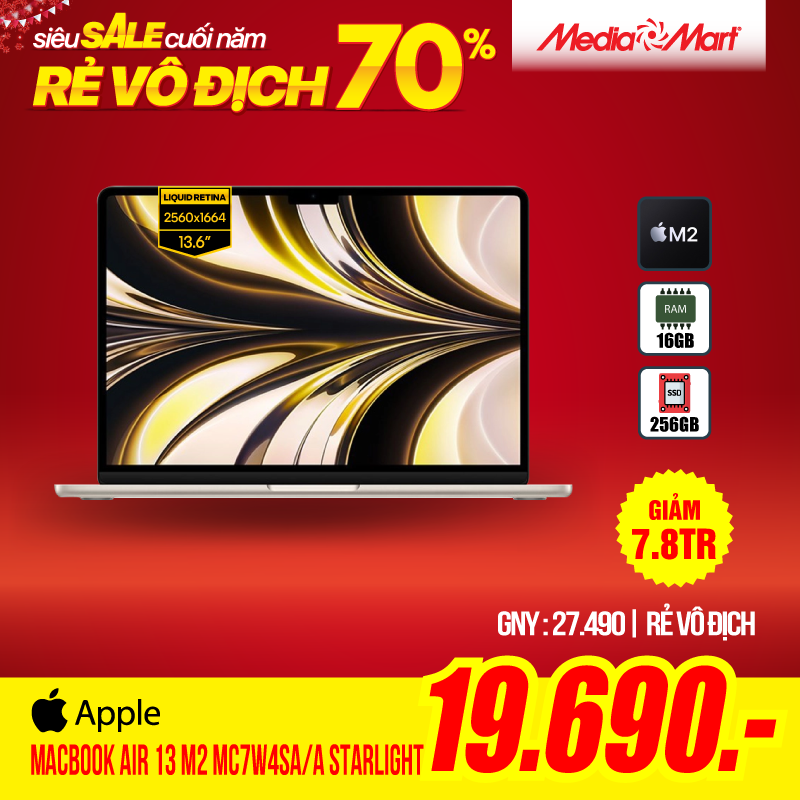 MacBook Air 13 M2 MC7W4SA/A Starlight