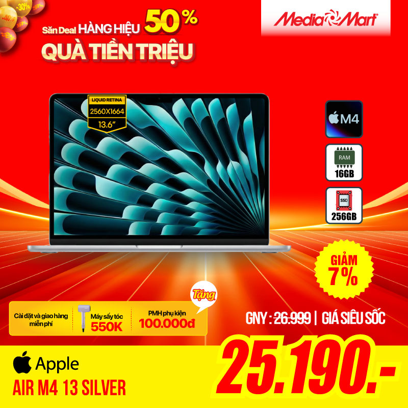 Macbook Air M4 13 MW0W3SA/A Silver