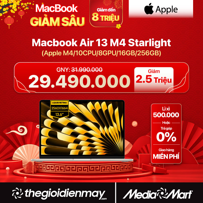 Macbook Air M4 13 MW103SA/A Starlight