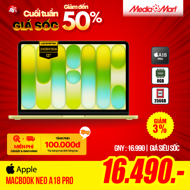 Macbook Neo A18 Pro 13 MHFD4SA/A Citrus