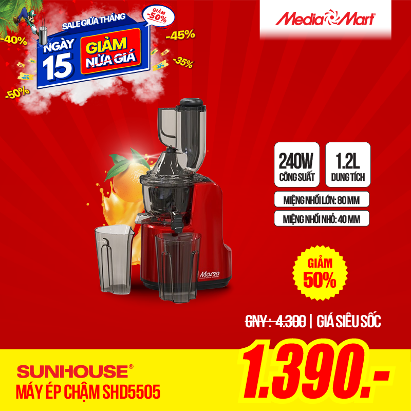 Máy ép chậm Sunhouse Mama SHD5505