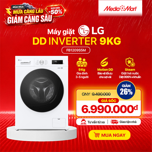Máy giặt lồng ngang LG Inverter 9Kg FB1209S5W