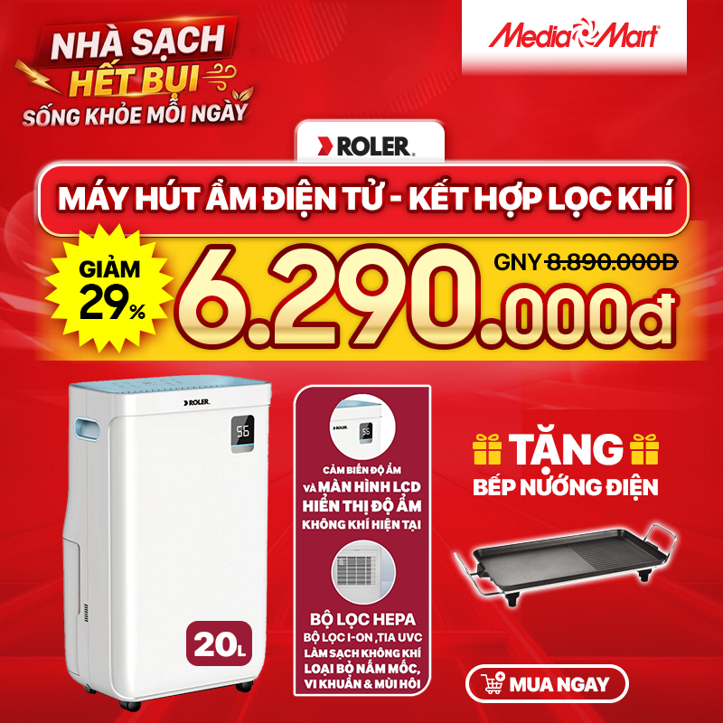 Máy hút ẩm điện tử - kết hợp lọc không khí 20 lít Roler RD-1120F