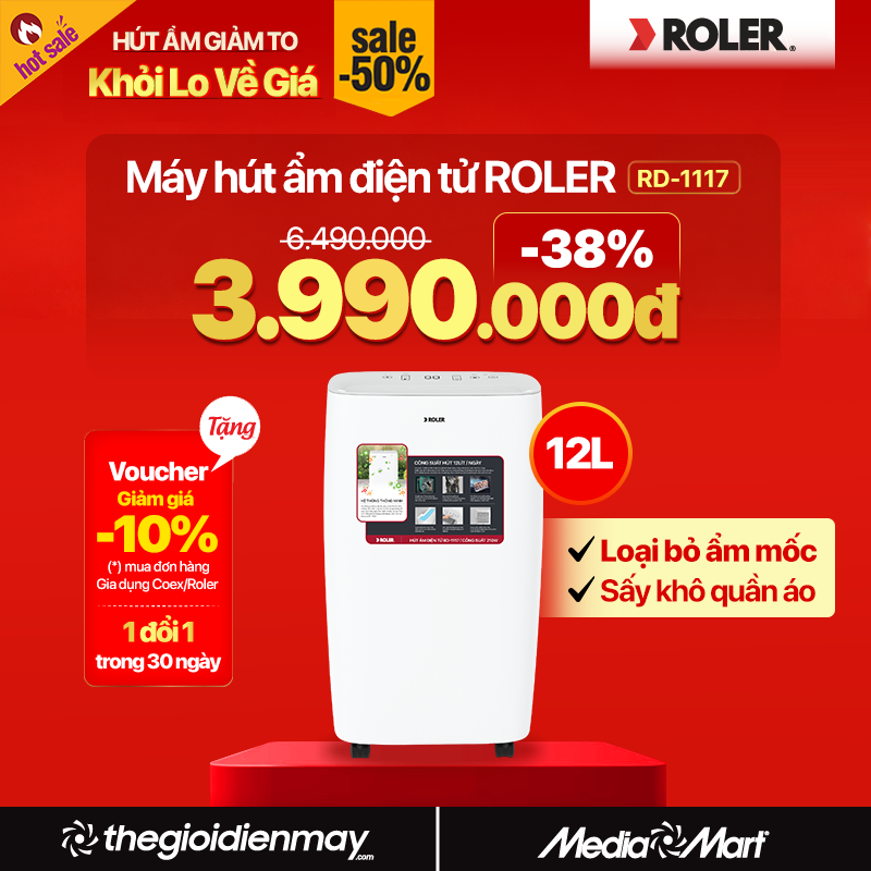 Máy hút ẩm điện tử 12 lít Roler RD-1117