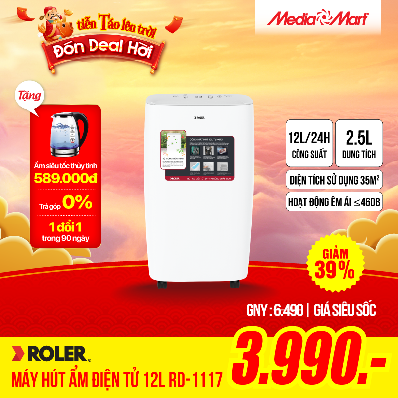 Máy hút ẩm điện tử 12 lít Roler RD-1117