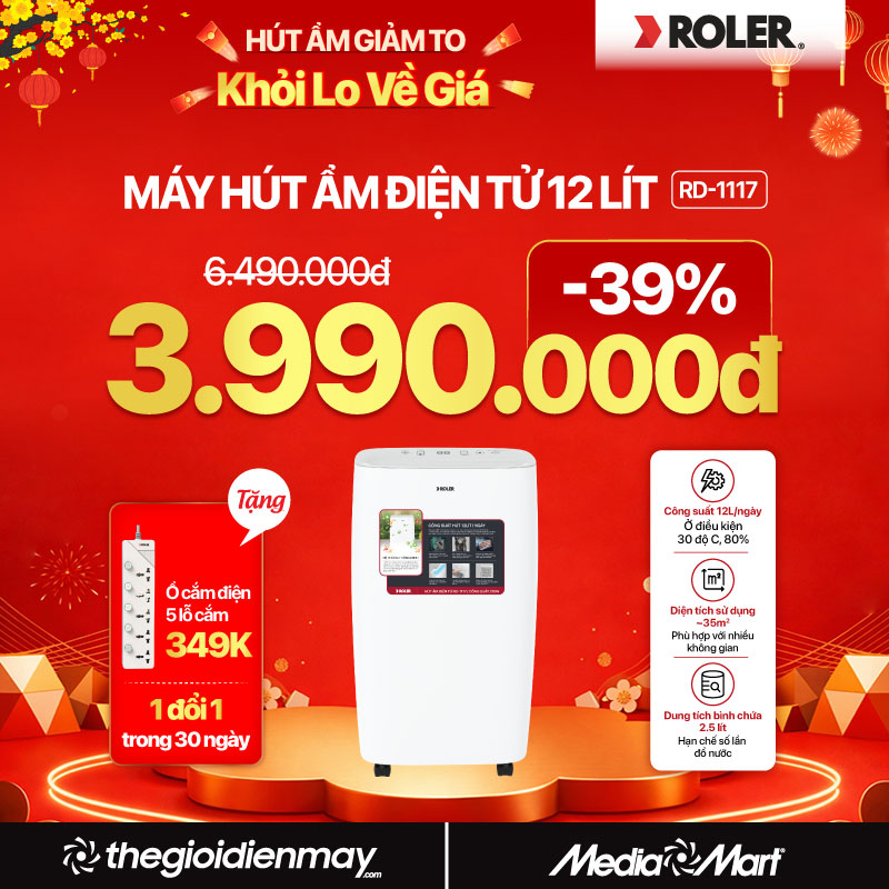 Máy hút ẩm điện tử 12 lít Roler RD-1117