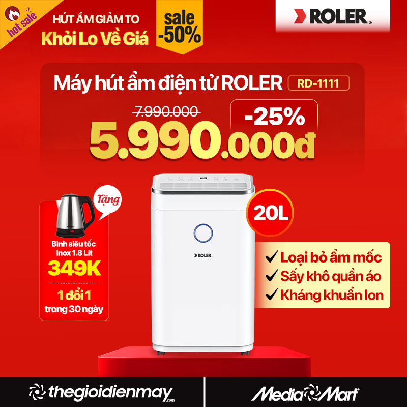 Máy hút ẩm điện tử 20 lít Roler RD-1111