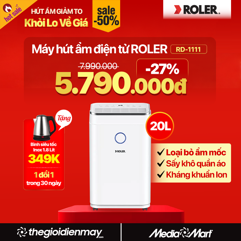 Máy hút ẩm điện tử 20 lít Roler RD-1111