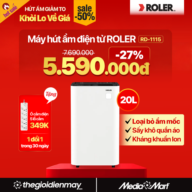 Máy hút ẩm điện tử 20 lít Roler RD-1115