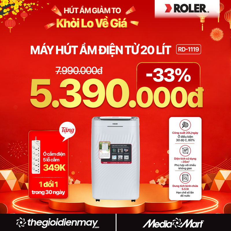 Máy hút ẩm điện tử 20 lít Roler RD-1119