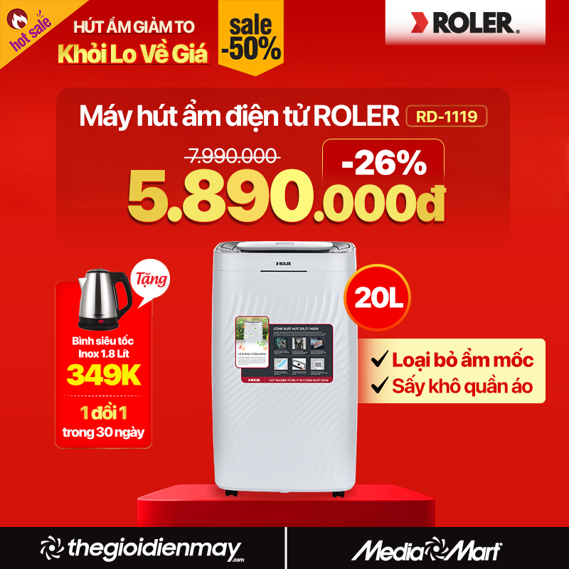 Máy hút ẩm điện tử 20 lít Roler RD-1119