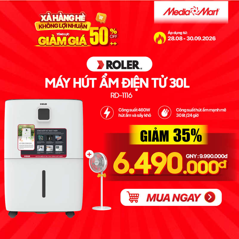 Máy hút ẩm điện tử 30 lít Roler RD-1116