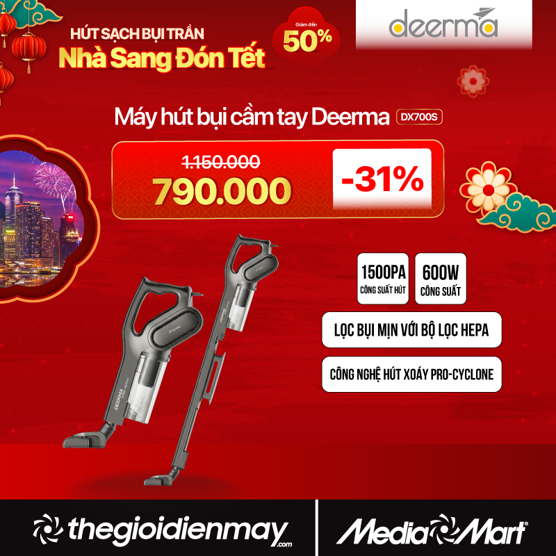 Máy hút bụi cầm tay Deerma DX700S-đen