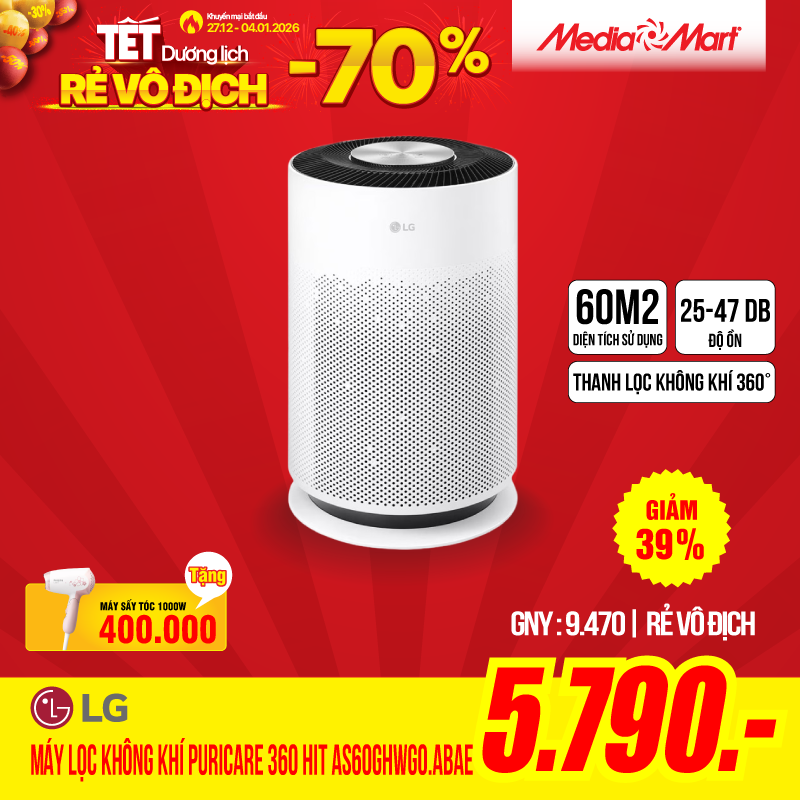 Máy lọc không khí LG Puricare 360 Hit AS60GHWG0