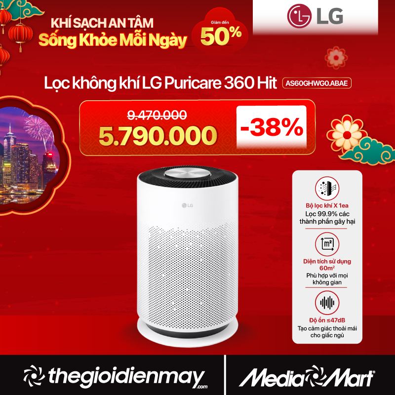 Máy lọc không khí LG Puricare 360 Hit AS60GHWG0