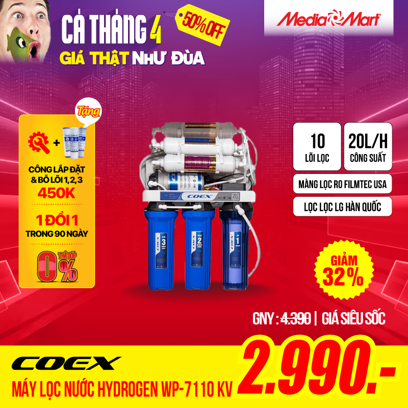 Máy Lọc Nước Hydrogen 10 cấp Coex WP-7110 KV