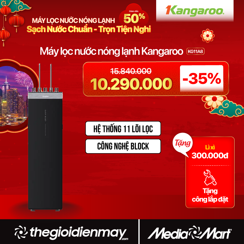 Máy lọc nước nóng lạnh 11 cấp Hydrogen Kangaroo Sumire KG11A8
