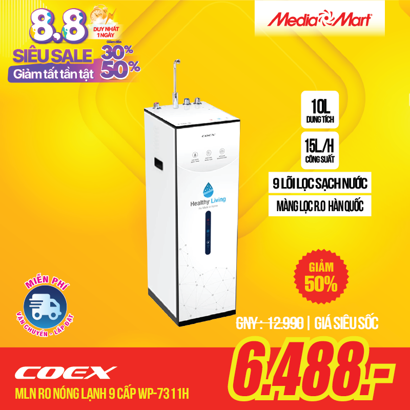 Máy lọc nước nóng lạnh Hydrogen 9 cấp Coex WP-7311H giảm giá xả hàng hè