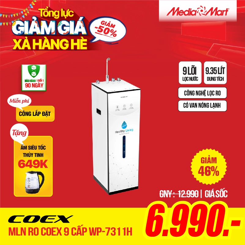 Máy lọc nước nóng lạnh Hydrogen 9 cấp Coex WP-7311H giảm giá xả hàng hè