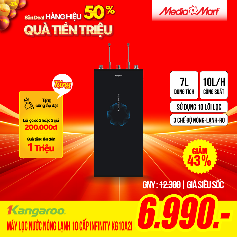 Máy lọc nước nóng lạnh Kangaroo 10 cấp infinity KG10A2I