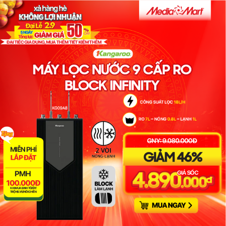 Máy lọc nước nóng lạnh Kangaroo 9 cấp RO Block Infinity KG09A8