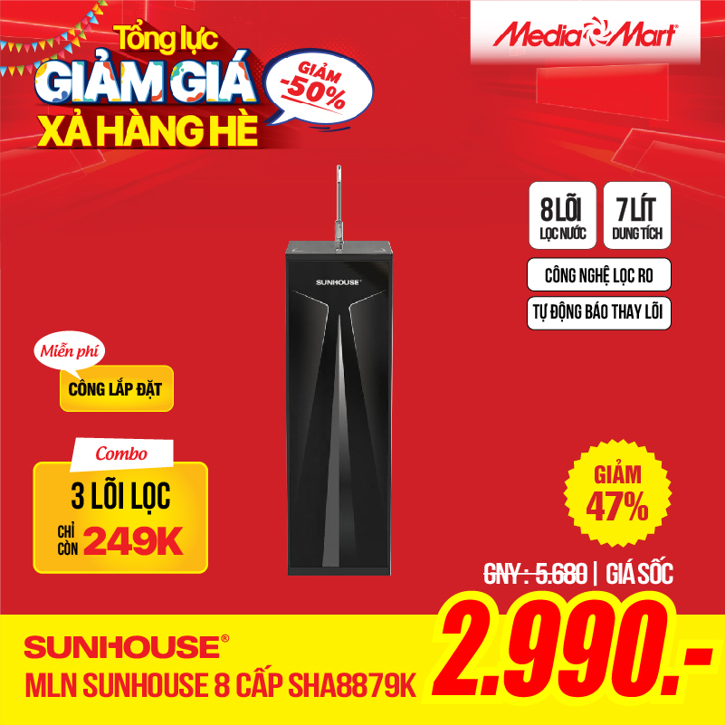 Máy lọc nước Sunhouse 8 cấp SHA8879K giảm giá xả hàng hè
