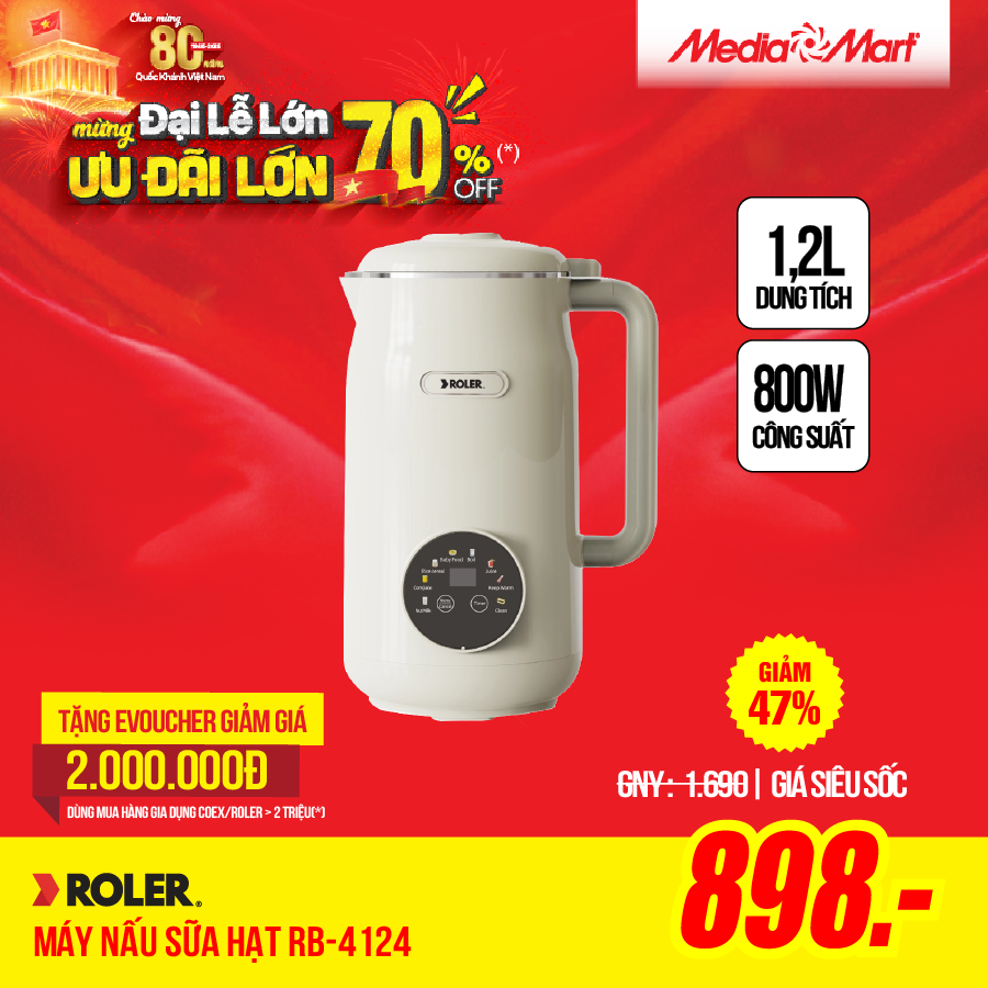 Máy nấu sữa hạt Roler RB-4124