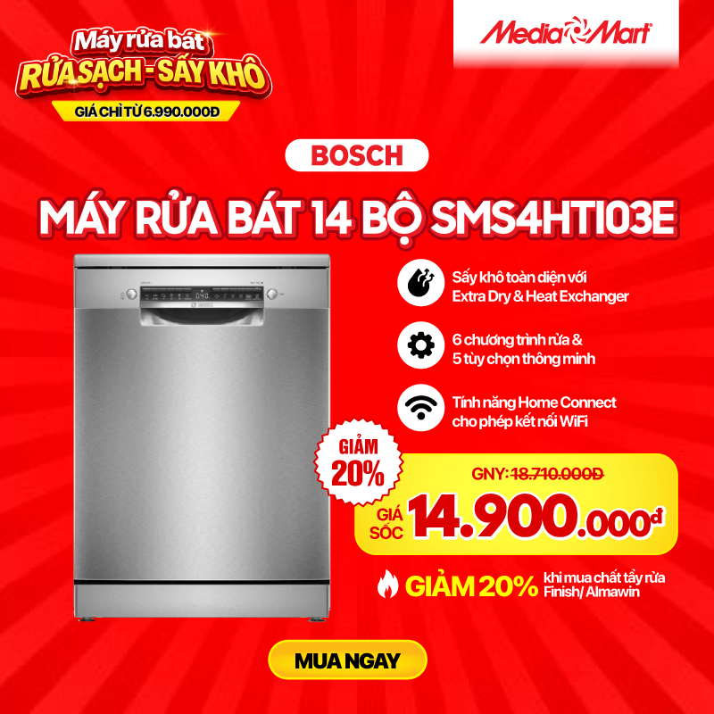Máy rửa bát 14 bộ Bosch SMS4HTI03E
