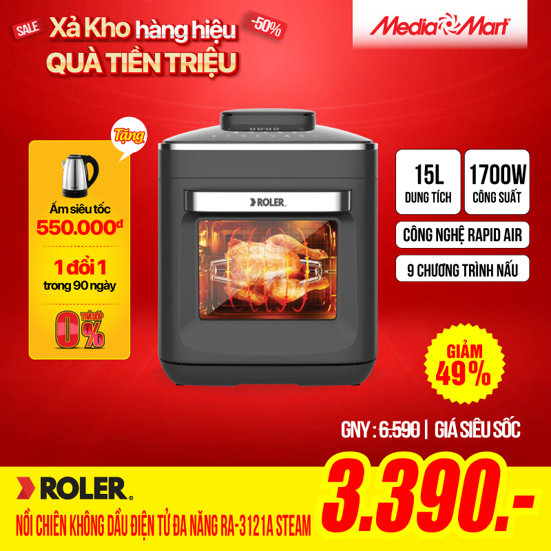 Máy rửa bát 6 bộ để bàn Roler RDW-5515.1-BW