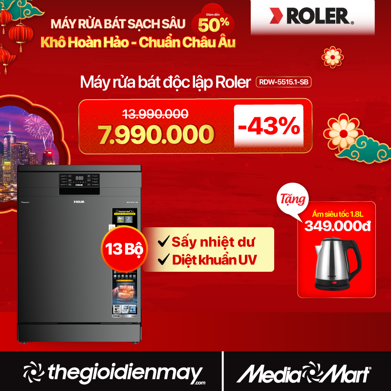 Máy rửa bát độc lập 13 bộ Roler RDW-5515.1-SB