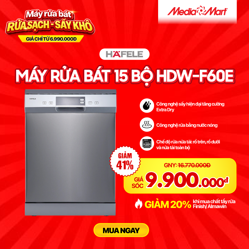 Máy rửa bát độc lập 15 bộ Hafele HDW-F60E (538.21.200)