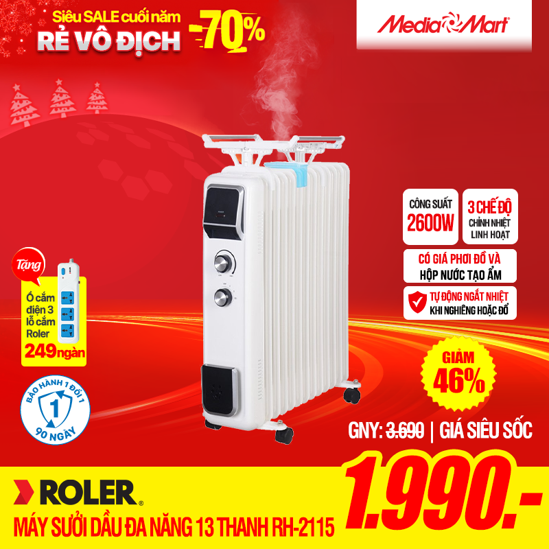 Máy sưởi dầu đa năng 13 thanh Roler RH-2115