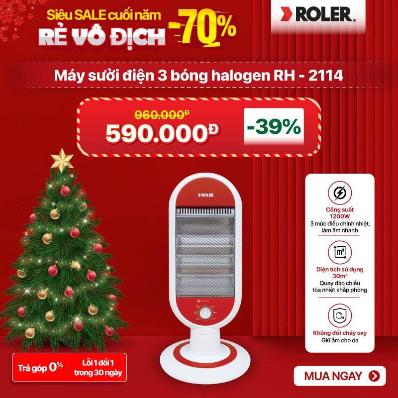 Máy sưởi điện 3 bóng halogen Roler RH - 2114