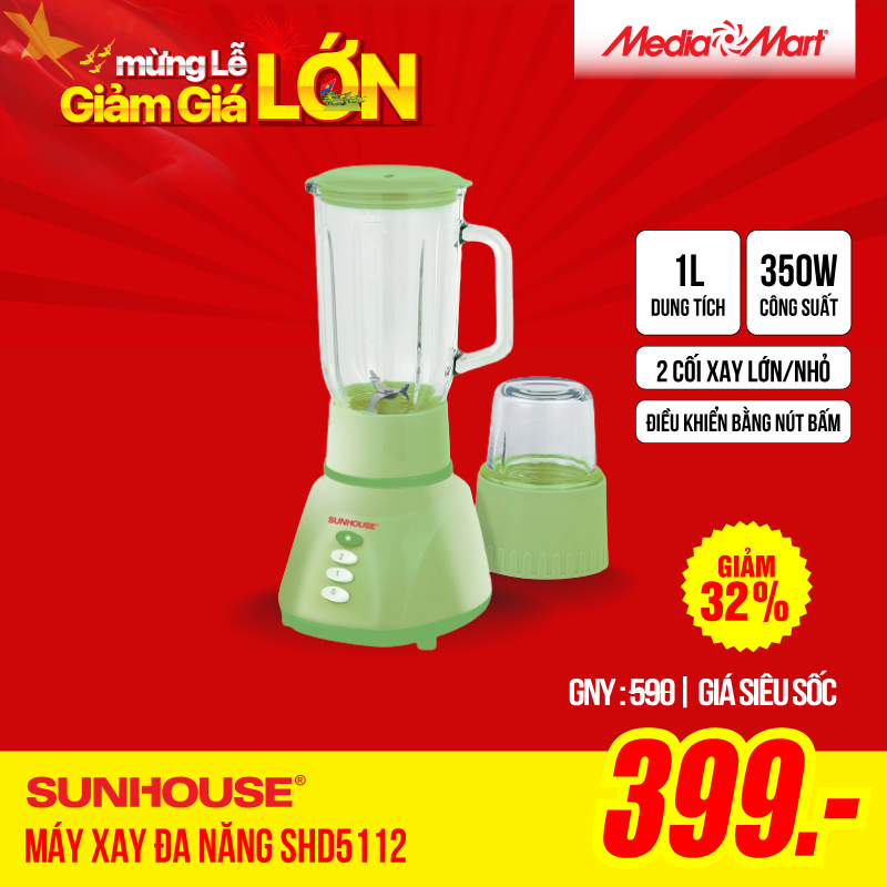 Máy xay đa năng 2 cối Sunhouse SHD5112