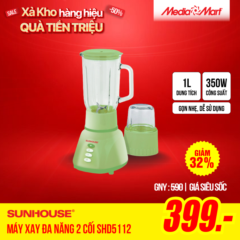 Máy xay đa năng 2 cối Sunhouse SHD5112