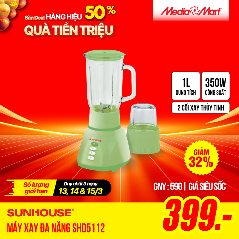 Máy xay đa năng 2 cối Sunhouse SHD5112