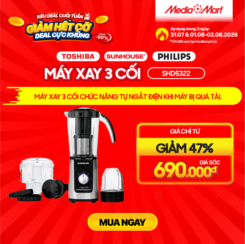Máy xay đa năng 3 cối Sunhouse SHD5322